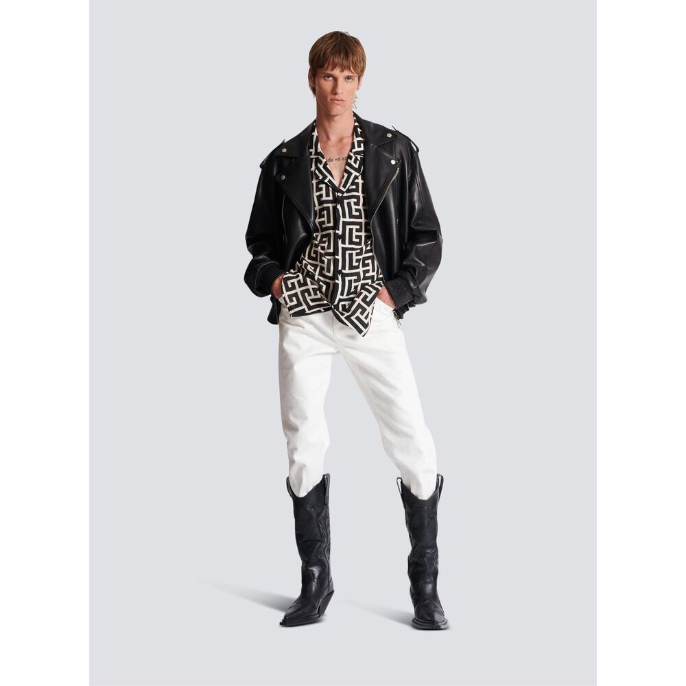 Balmain Monogram-printed shirt Size IT 46 / US 38 $950